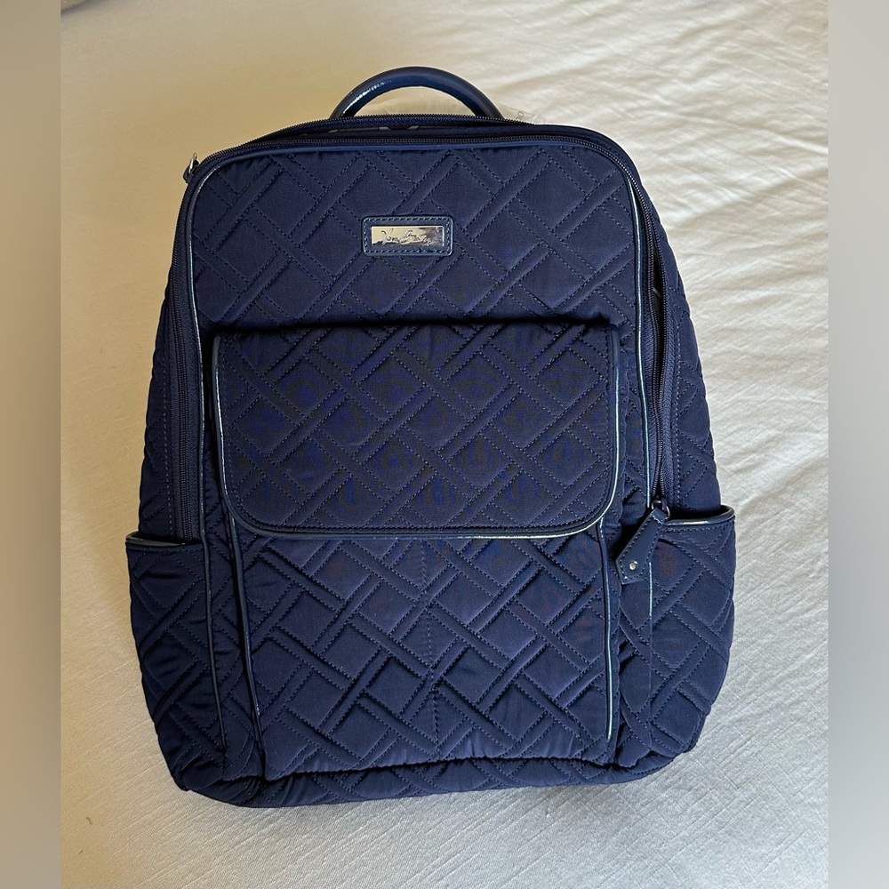 Vera Bradley, Small Navy Blue Cotton Backpack